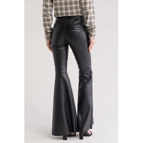 NWT MOTHER The Super Cha Cha Prep Heel Faux Leather Flare Leg Pants Black 23 - Picture 2 of 13